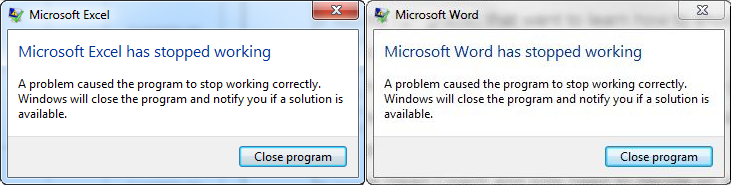 excel 2013 windows 10 crash